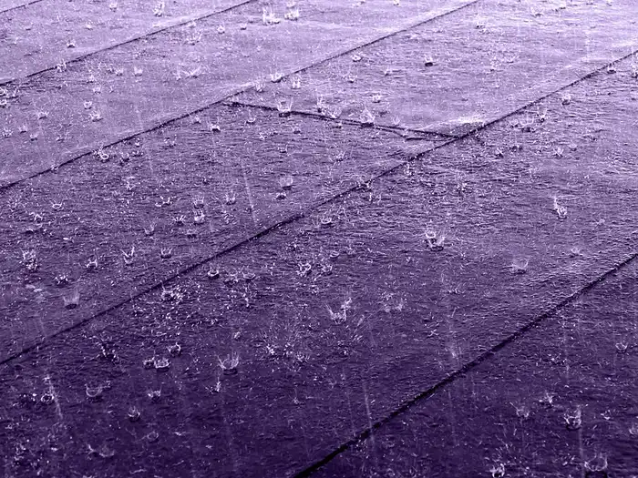 Image of Hard rain on a roof top in Sweden