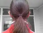 Image of Long Hair in Ponytail Holder